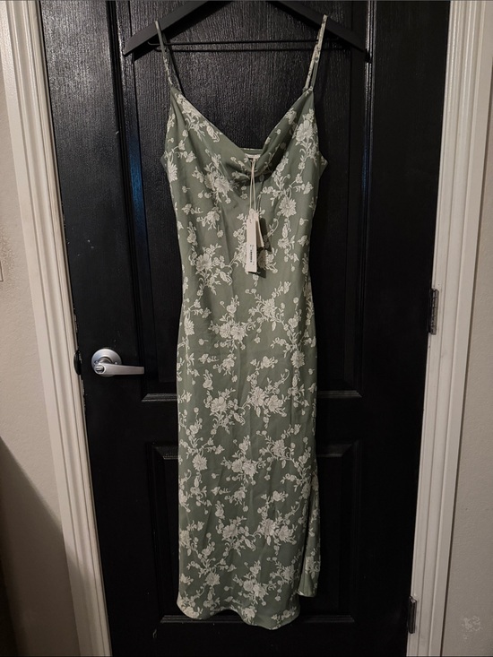 Altar'd State Dresses & Skirts - Altar’d State Sage Green Floral Dress with Cowl Neck